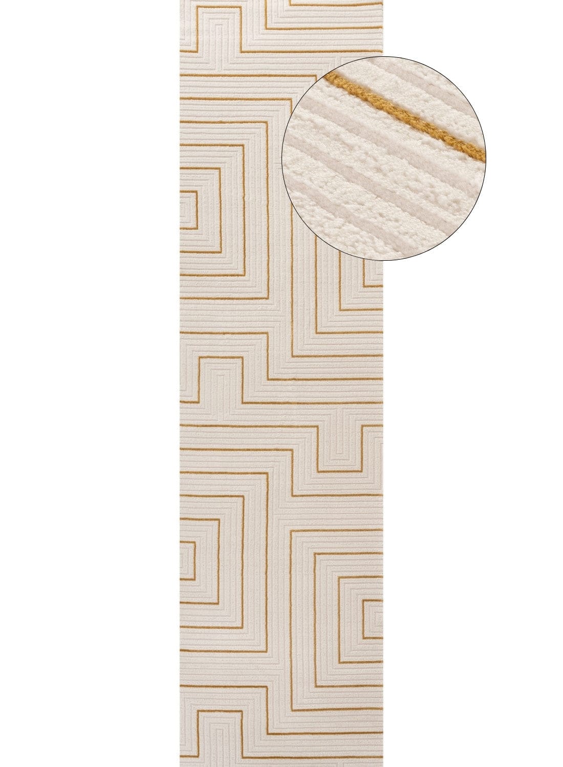 The Rugs Rugs 80X300 cm Carmel Cream-Gold Geometric Rug | 6040 House of Isabella UK
