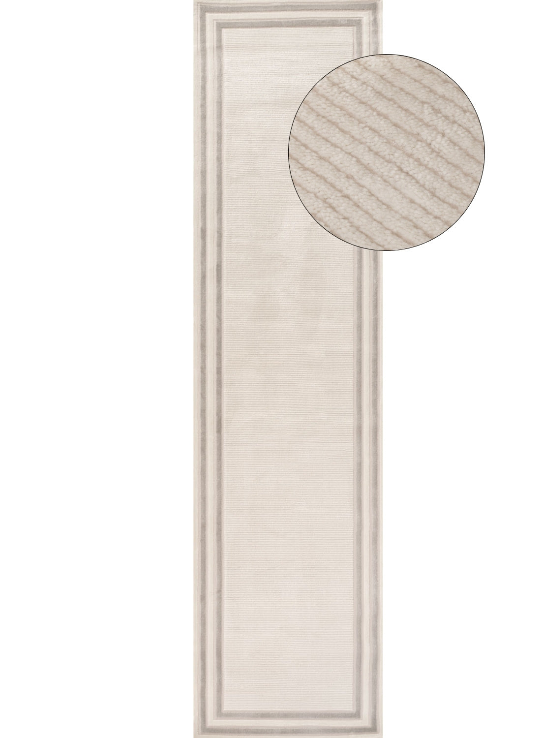 The Rugs Rugs 80X300 cm Carmel Cream-Grey Bordered Rug | 6060 House of Isabella UK