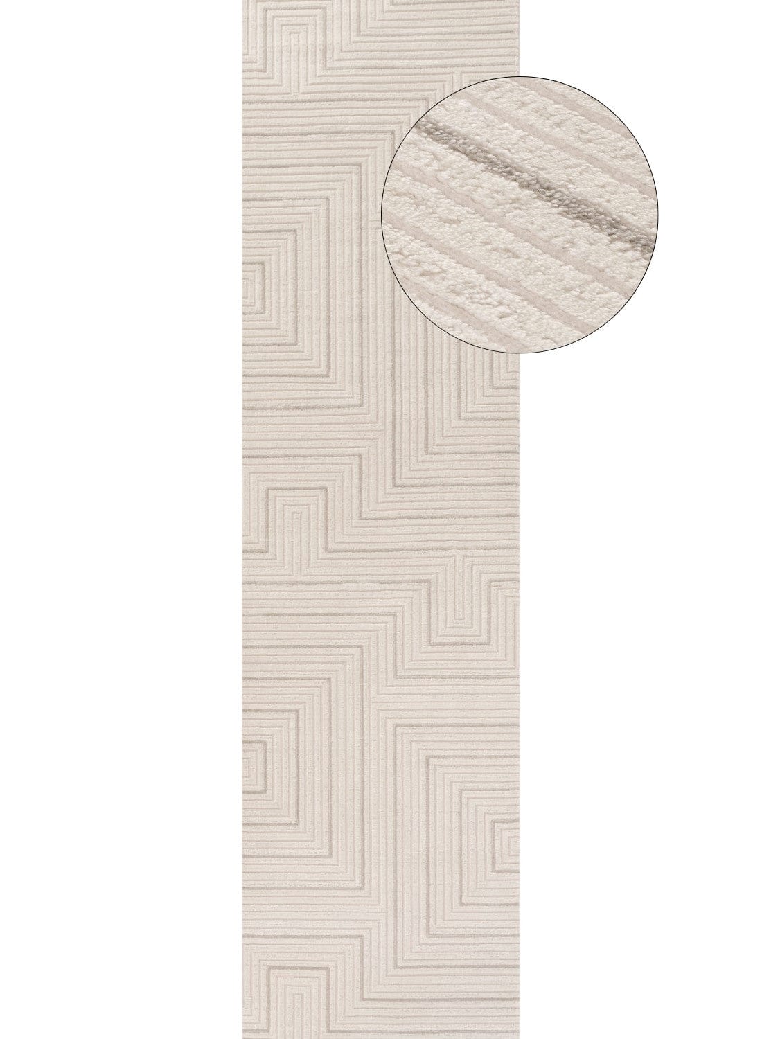 The Rugs Rugs 80X300 cm Carmel Cream-Grey Geometric Rug | 6040 House of Isabella UK