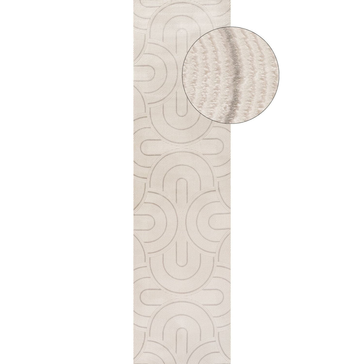 The Rugs Rugs 80X300 cm Carmel Cream-Grey Geometric Rug | 6070 House of Isabella UK