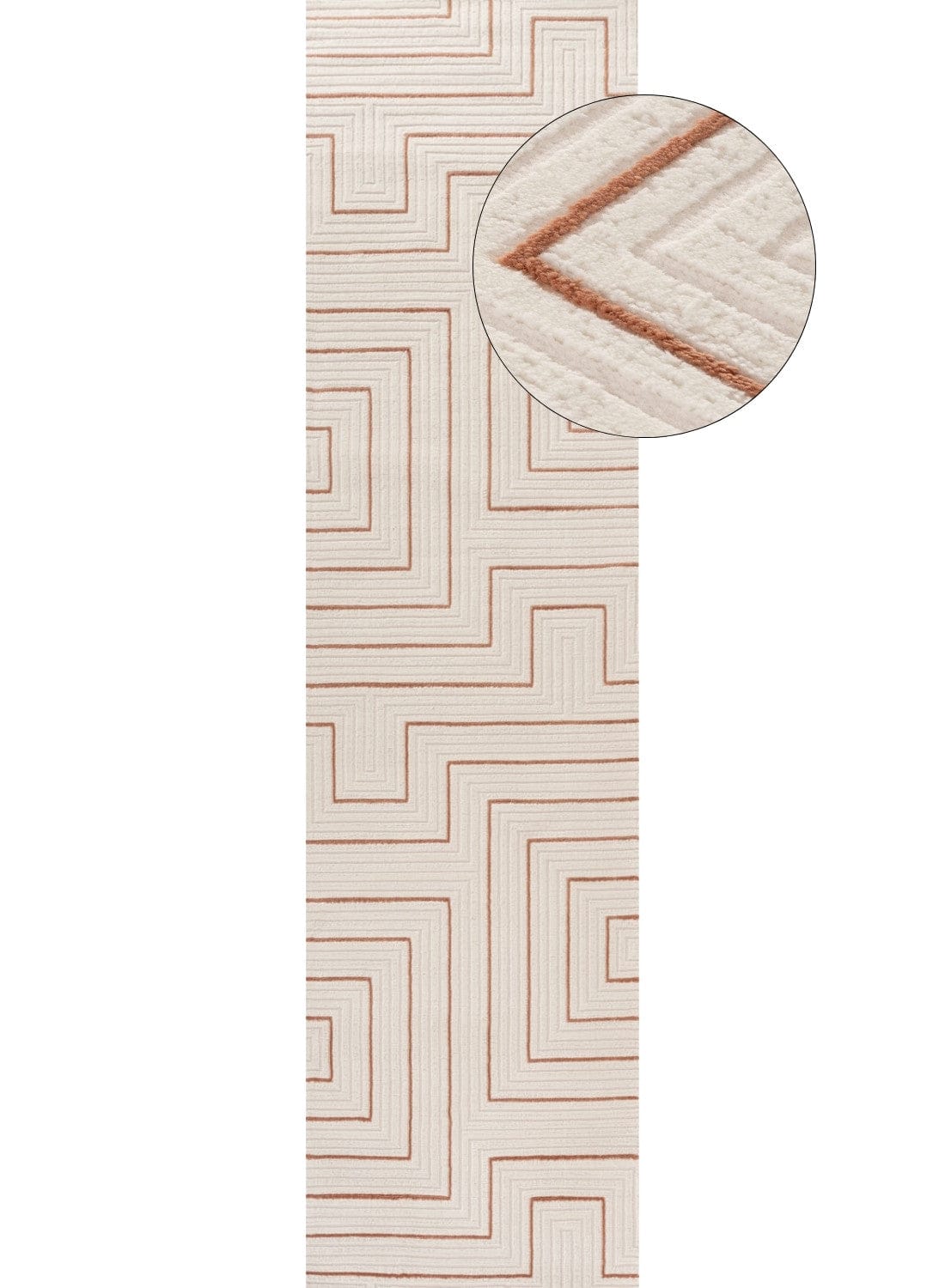 The Rugs Rugs 80X300 cm Carmel Cream-Terra Geometric Rug | 6040 House of Isabella UK