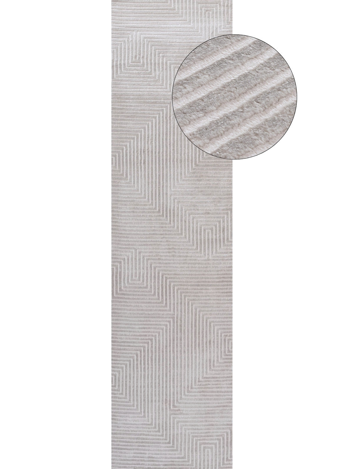 The Rugs Rugs 80X300 cm Carmel Grey-Cream Geometric Rug | 6050 House of Isabella UK