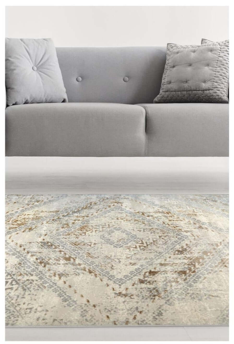 The Rugs Rugs Abstract Vintage Cream/Ochre Rug House of Isabella UK