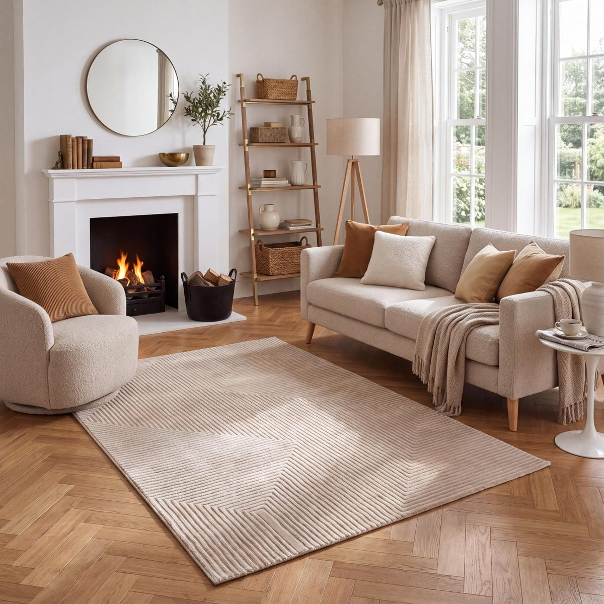 The Rugs Rugs Carmel Beige-Cream Geometric Rug | 6050 House of Isabella UK