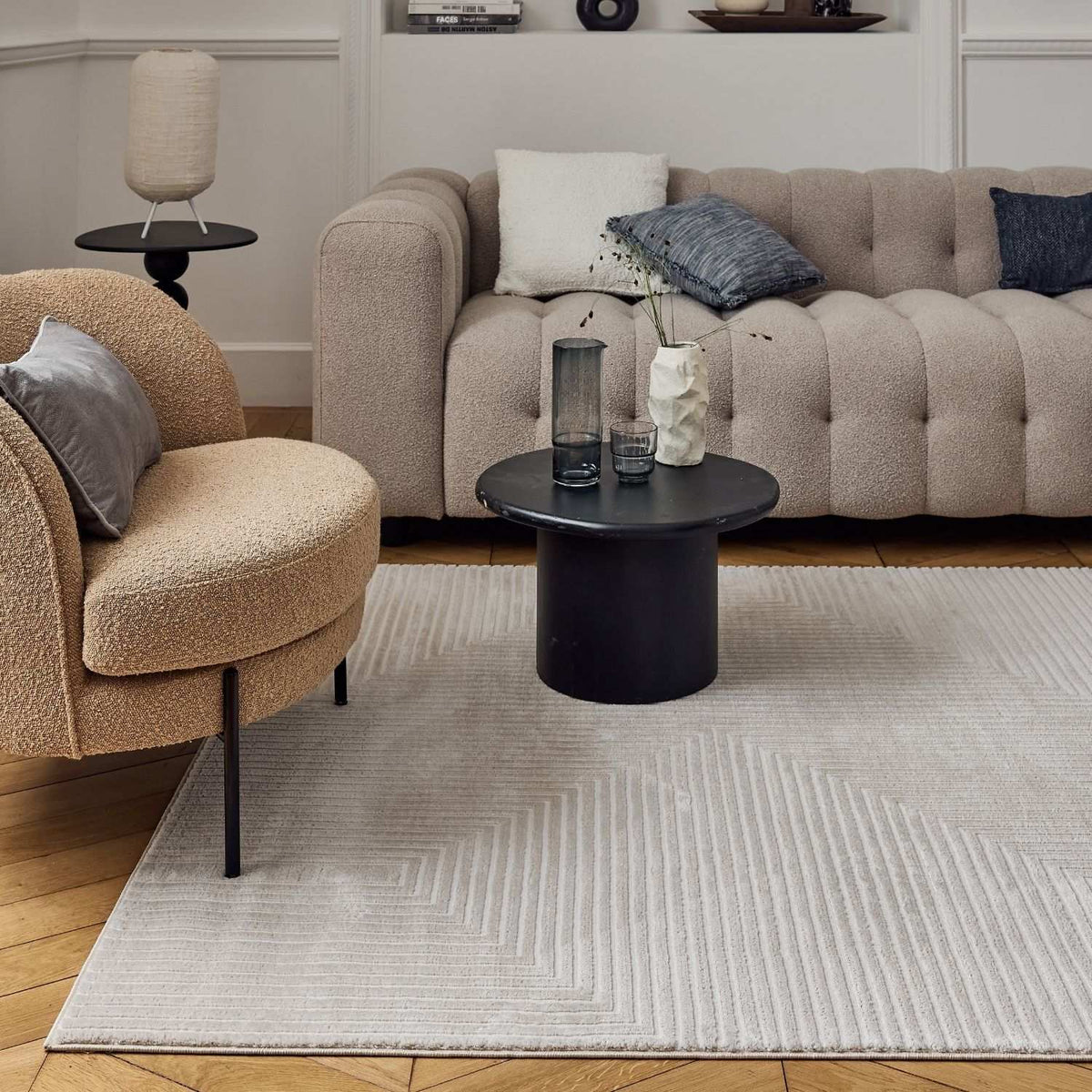 The Rugs Rugs Carmel Beige-Cream Geometric Rug | 6050 House of Isabella UK