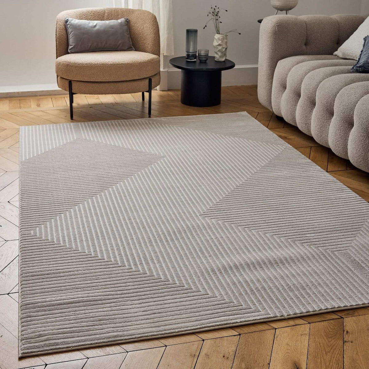 The Rugs Rugs Carmel Beige-Cream Geometric Rug | 6050 House of Isabella UK