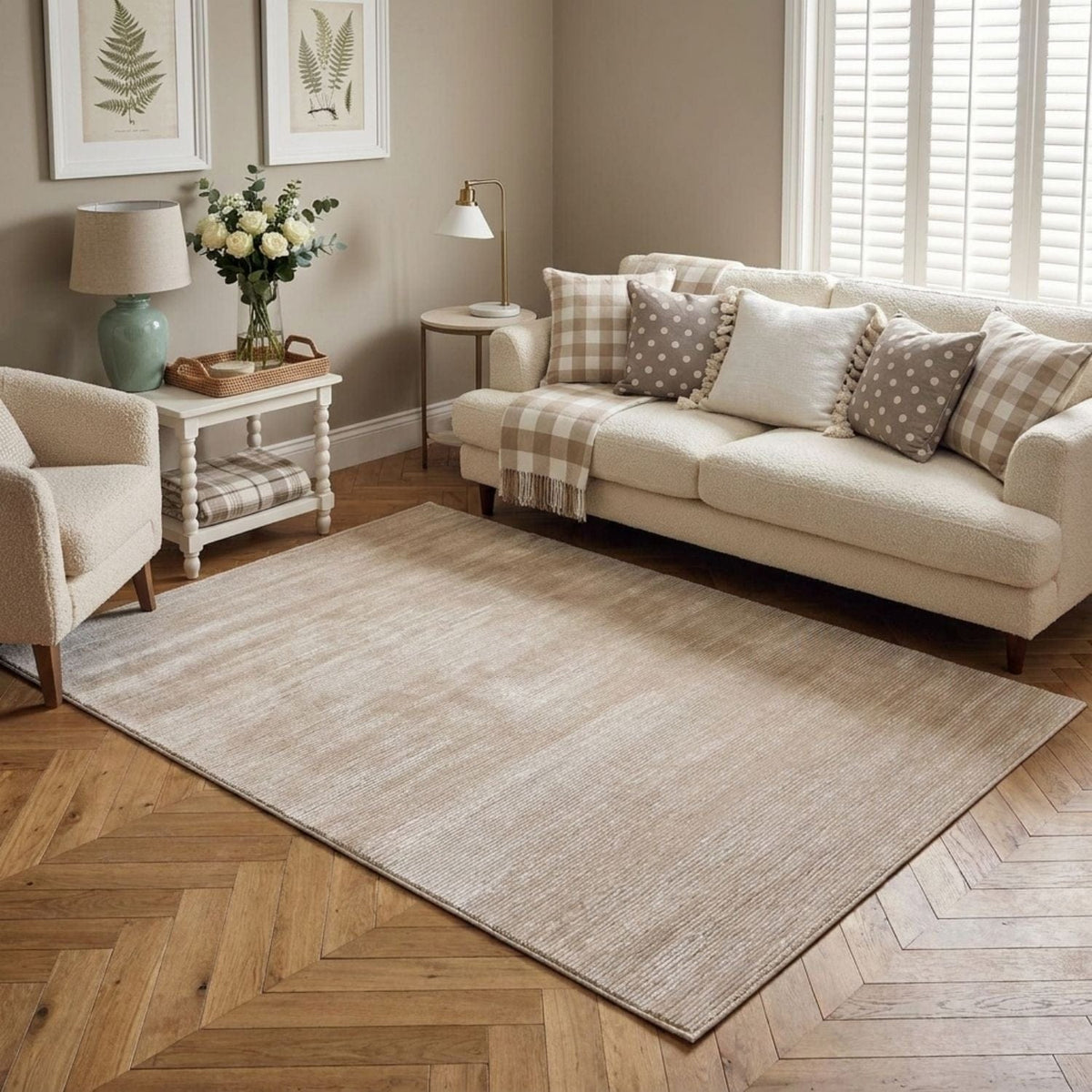 The Rugs Rugs Carmel Beige-Cream Striped Rug | 6020 House of Isabella UK