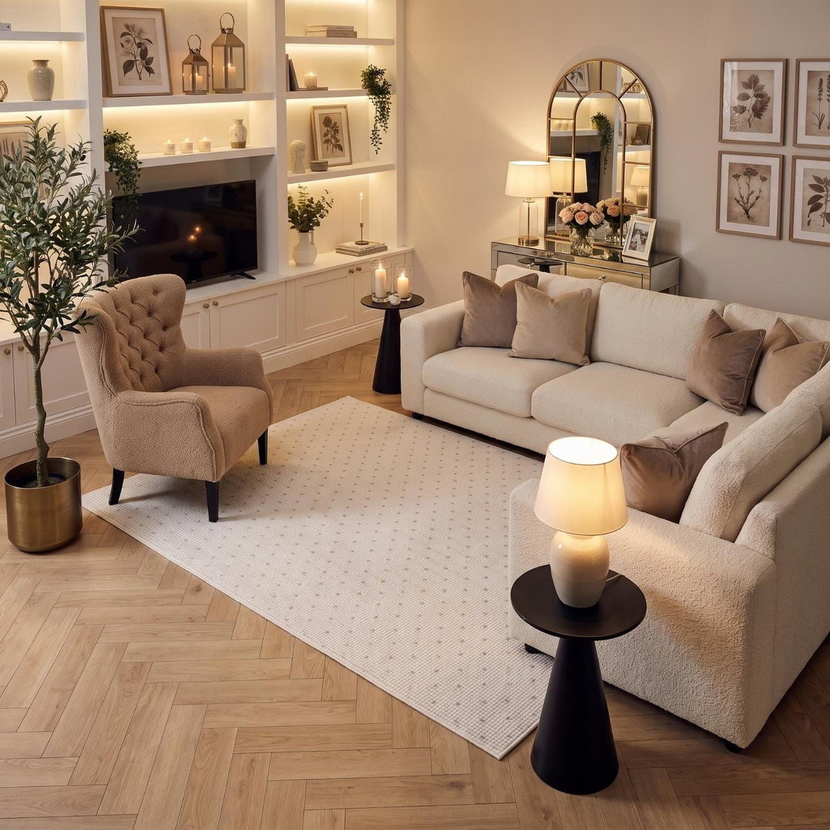 The Rugs Rugs Carmel Cream-Beige Dots Rug | 6080 House of Isabella UK