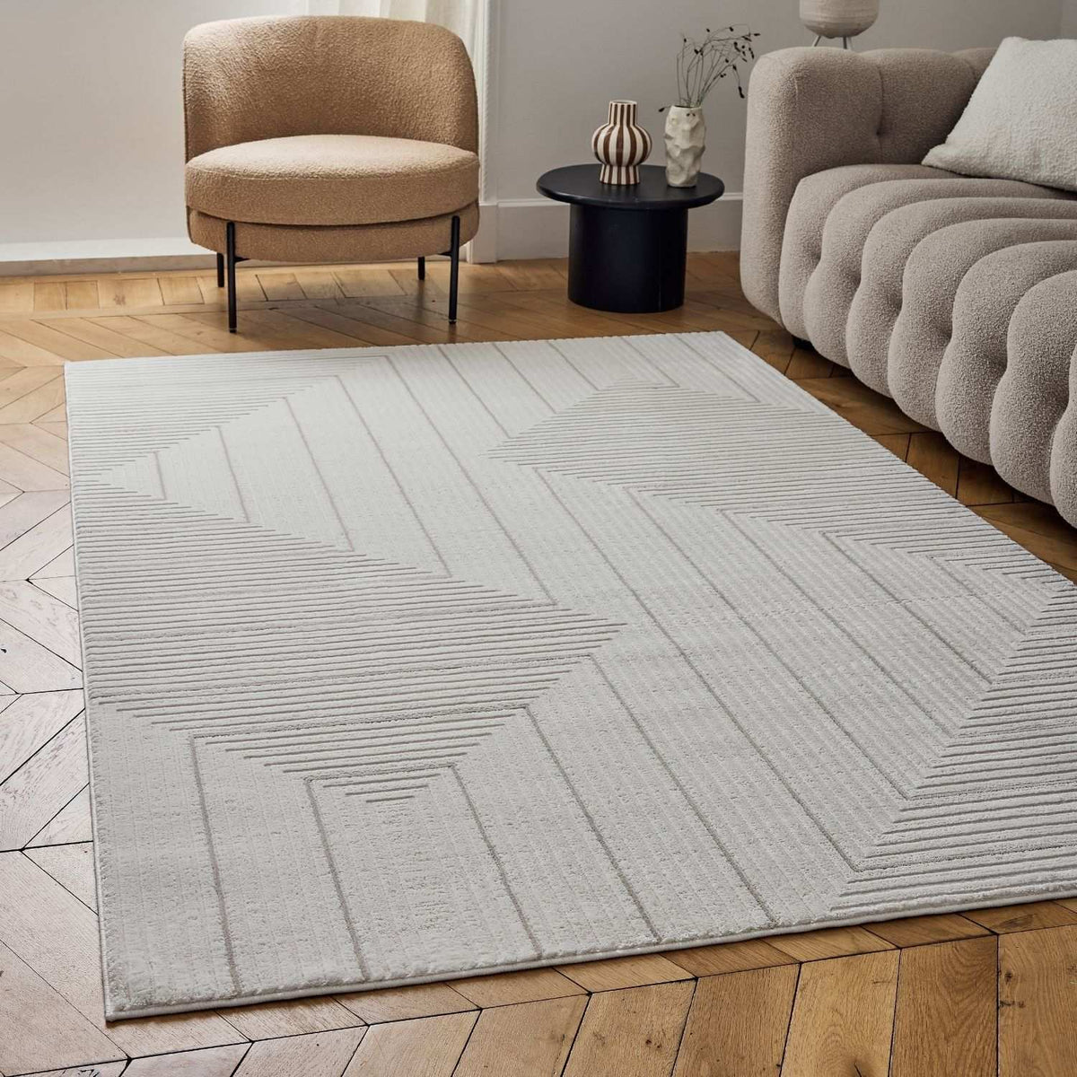 The Rugs Rugs Carmel Cream-Beige Geometric Rug | 6040 House of Isabella UK