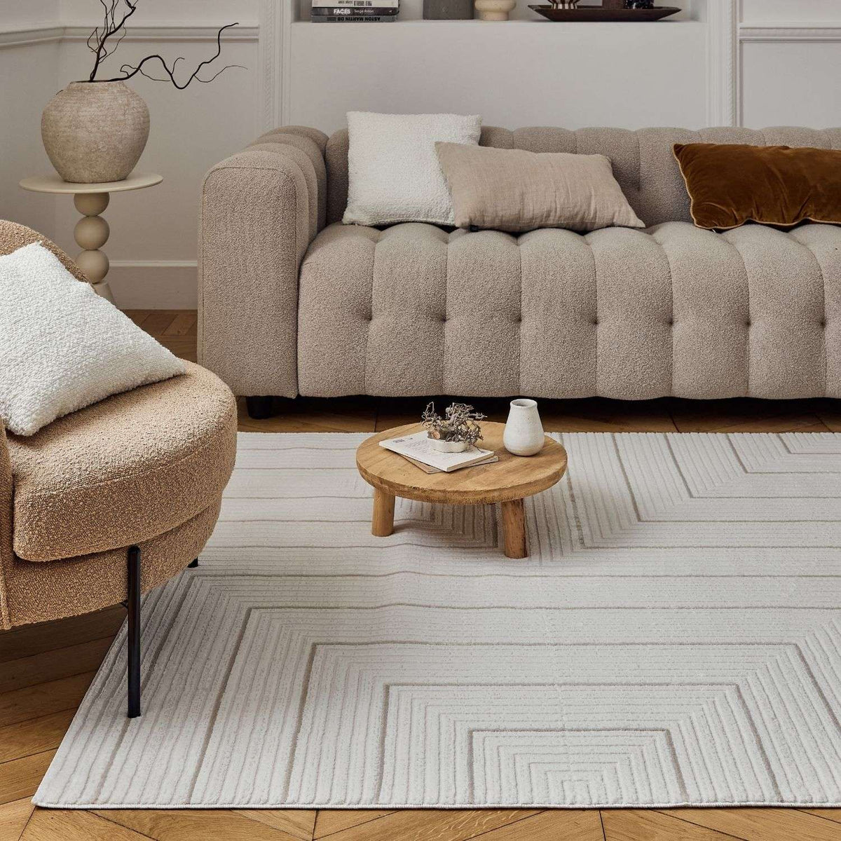 The Rugs Rugs Carmel Cream-Beige Geometric Rug | 6040 House of Isabella UK