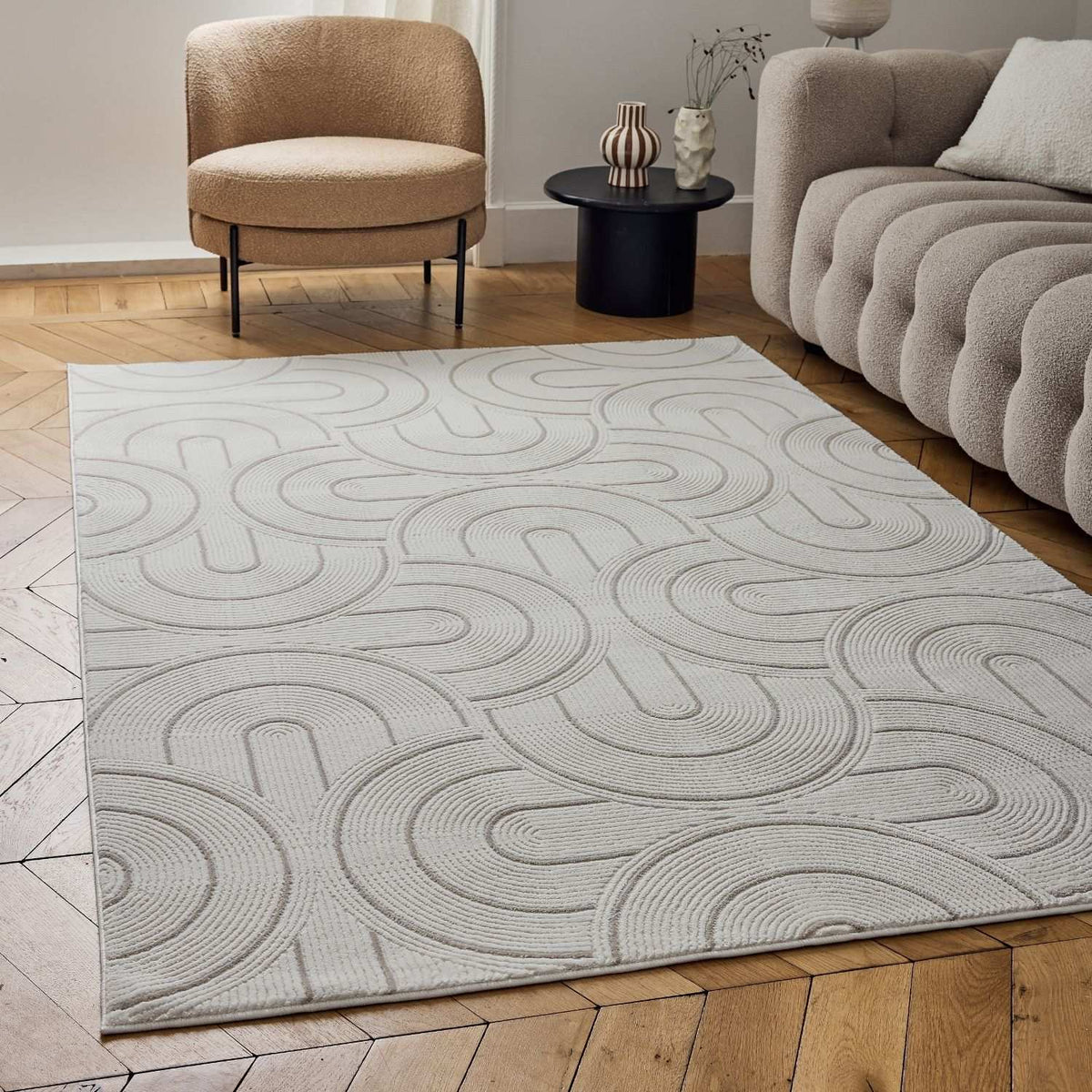 The Rugs Rugs Carmel Cream-Beige Geometric Rug | 6070 House of Isabella UK
