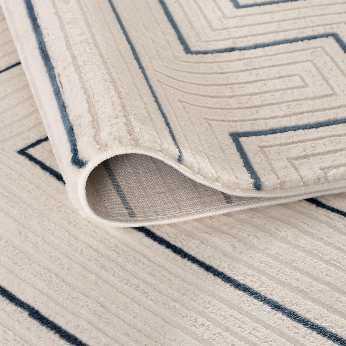 The Rugs Rugs Carmel Cream-Blue Geometric Rug | 6040 House of Isabella UK