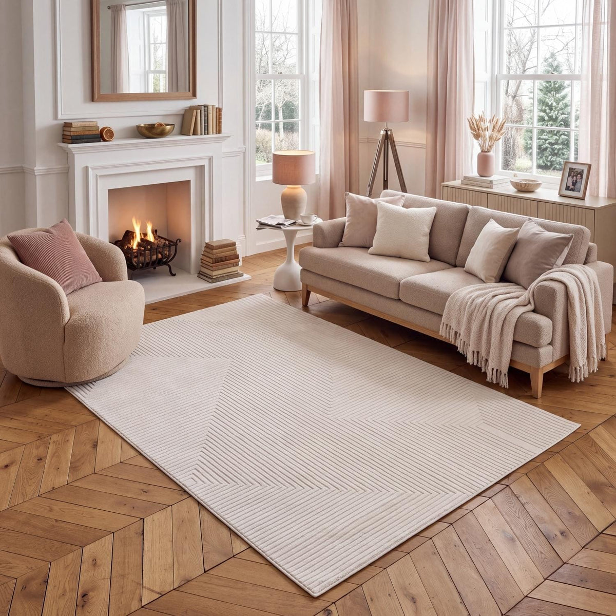 The Rugs Rugs Carmel Cream Geometric Rug | 6040 House of Isabella UK