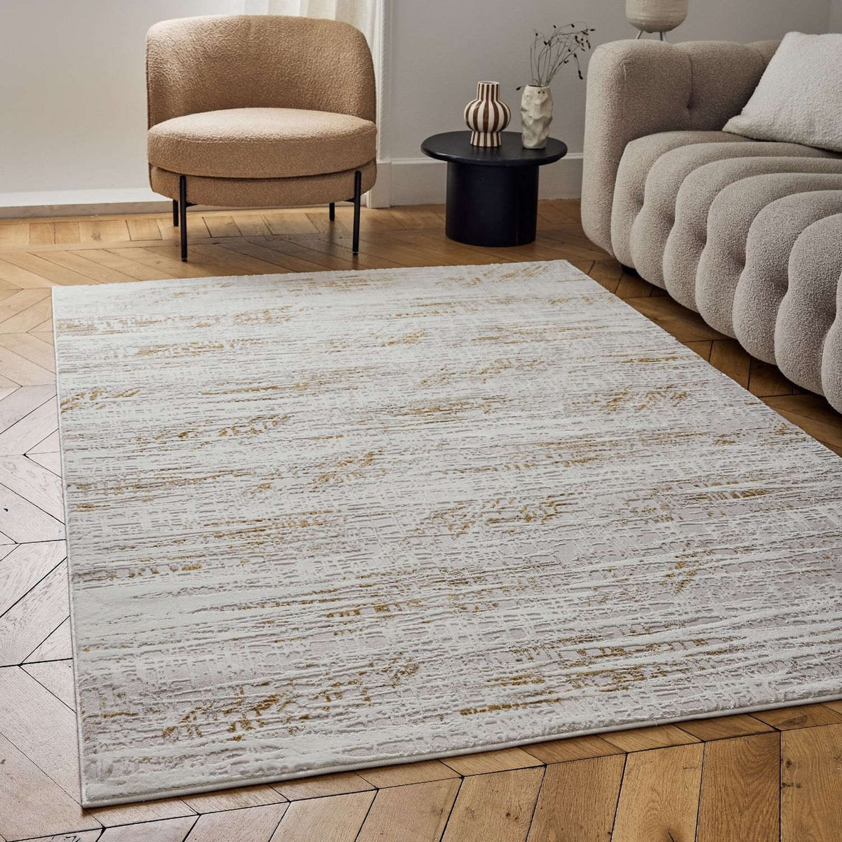 The Rugs Rugs Carmel Cream-Gold Abstract Rug | 6030 House of Isabella UK