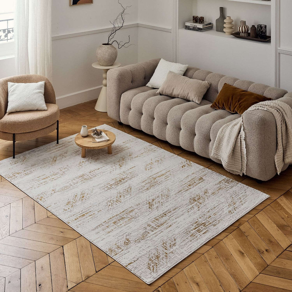 The Rugs Rugs Carmel Cream-Gold Abstract Rug | 6030 House of Isabella UK