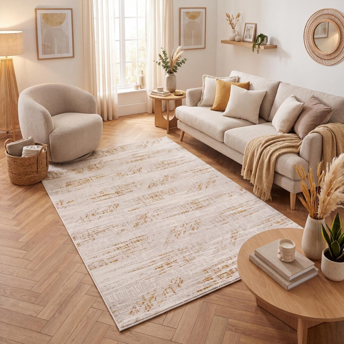 The Rugs Rugs Carmel Cream-Gold Abstract Rug | 6030 House of Isabella UK