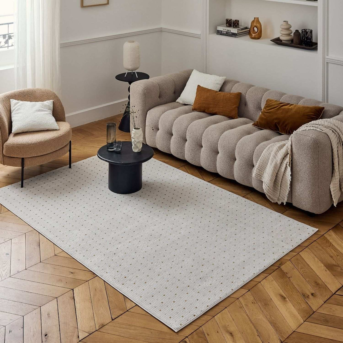 The Rugs Rugs Carmel Cream-Gold Dots Rug | 6080 House of Isabella UK