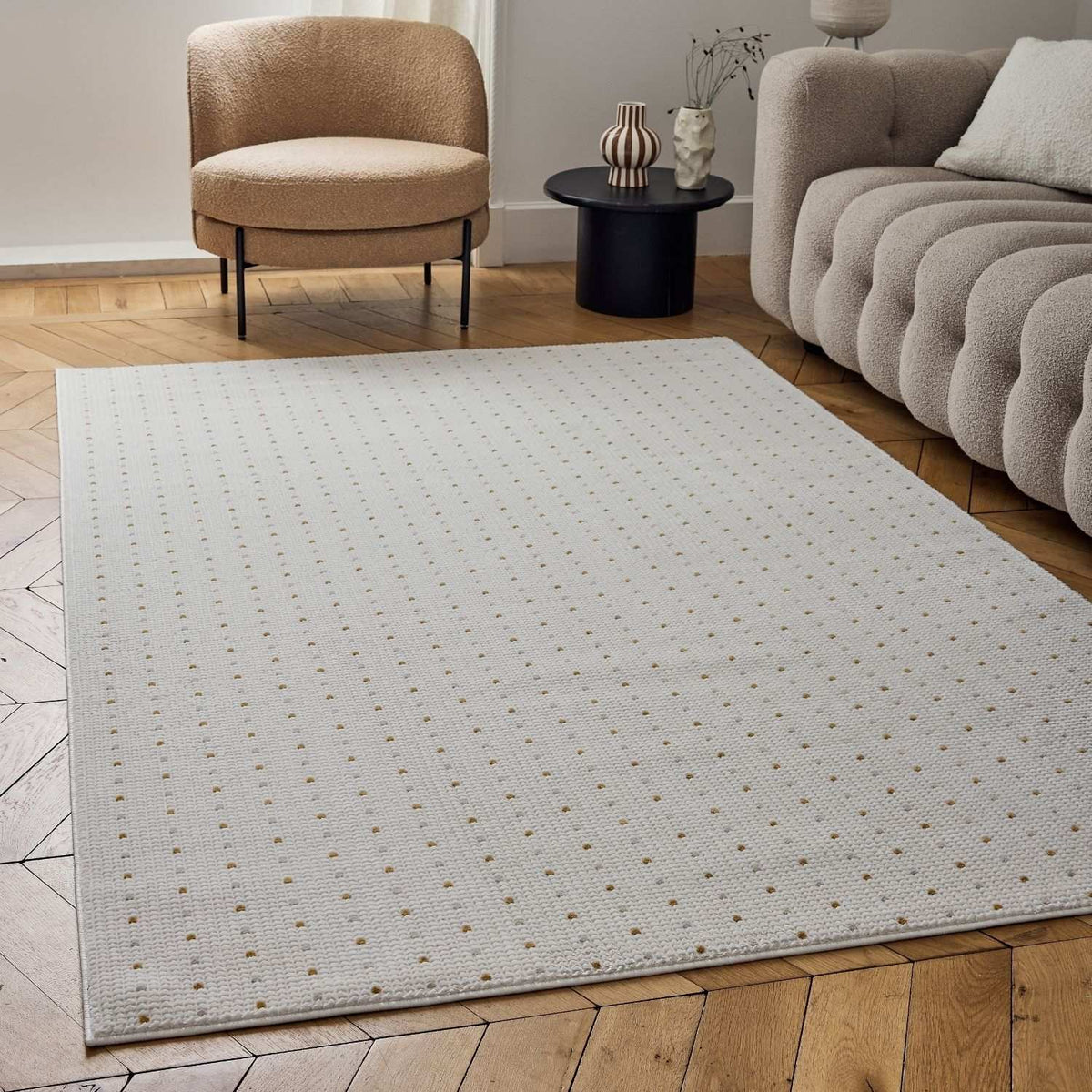 The Rugs Rugs Carmel Cream-Gold Dots Rug | 6080 House of Isabella UK