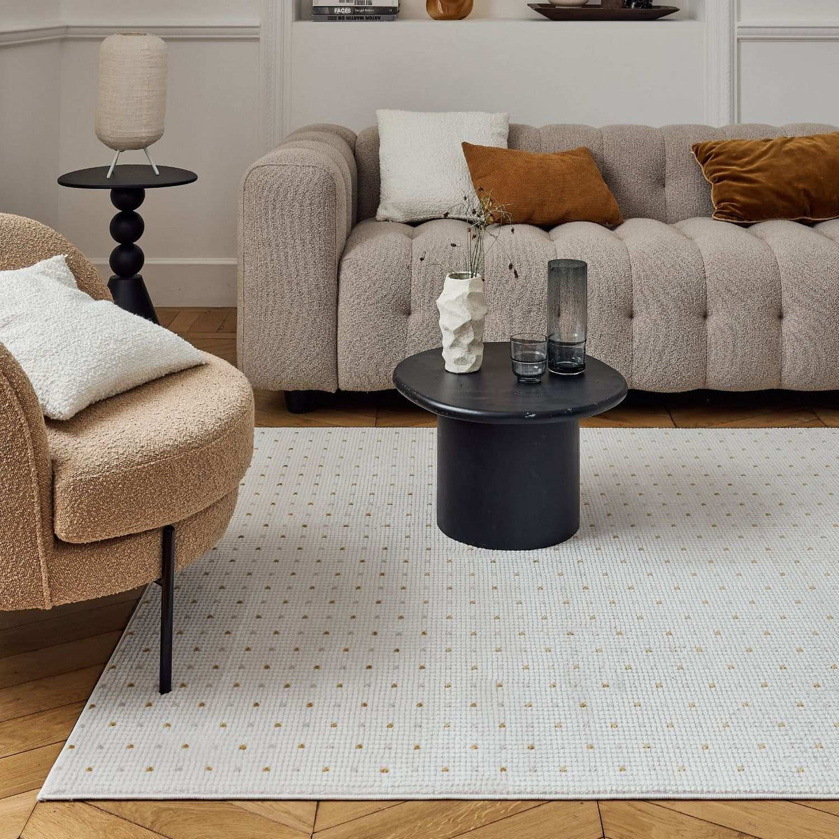 The Rugs Rugs Carmel Cream-Gold Dots Rug | 6080 House of Isabella UK