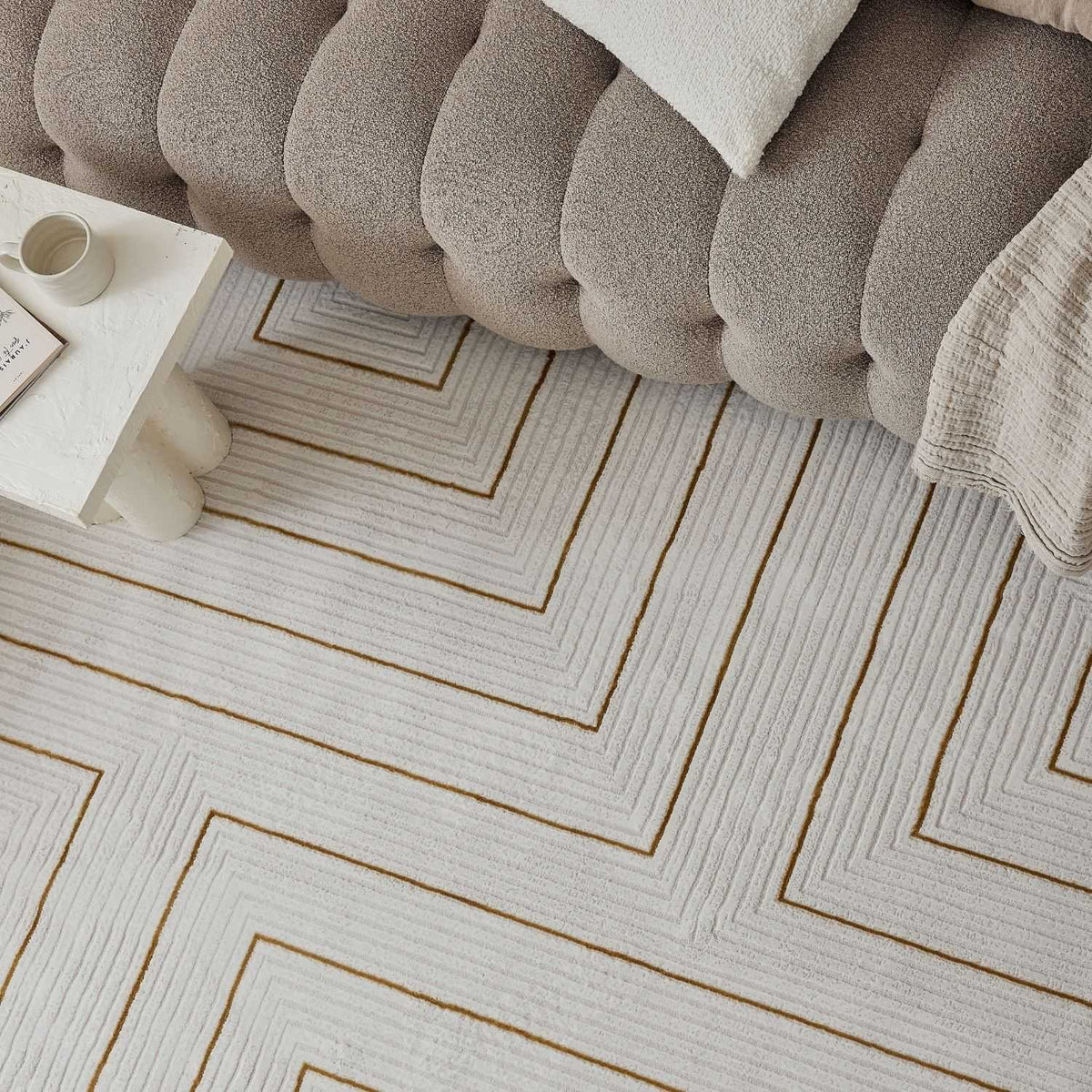 The Rugs Rugs Carmel Cream-Gold Geometric Rug | 6040 House of Isabella UK