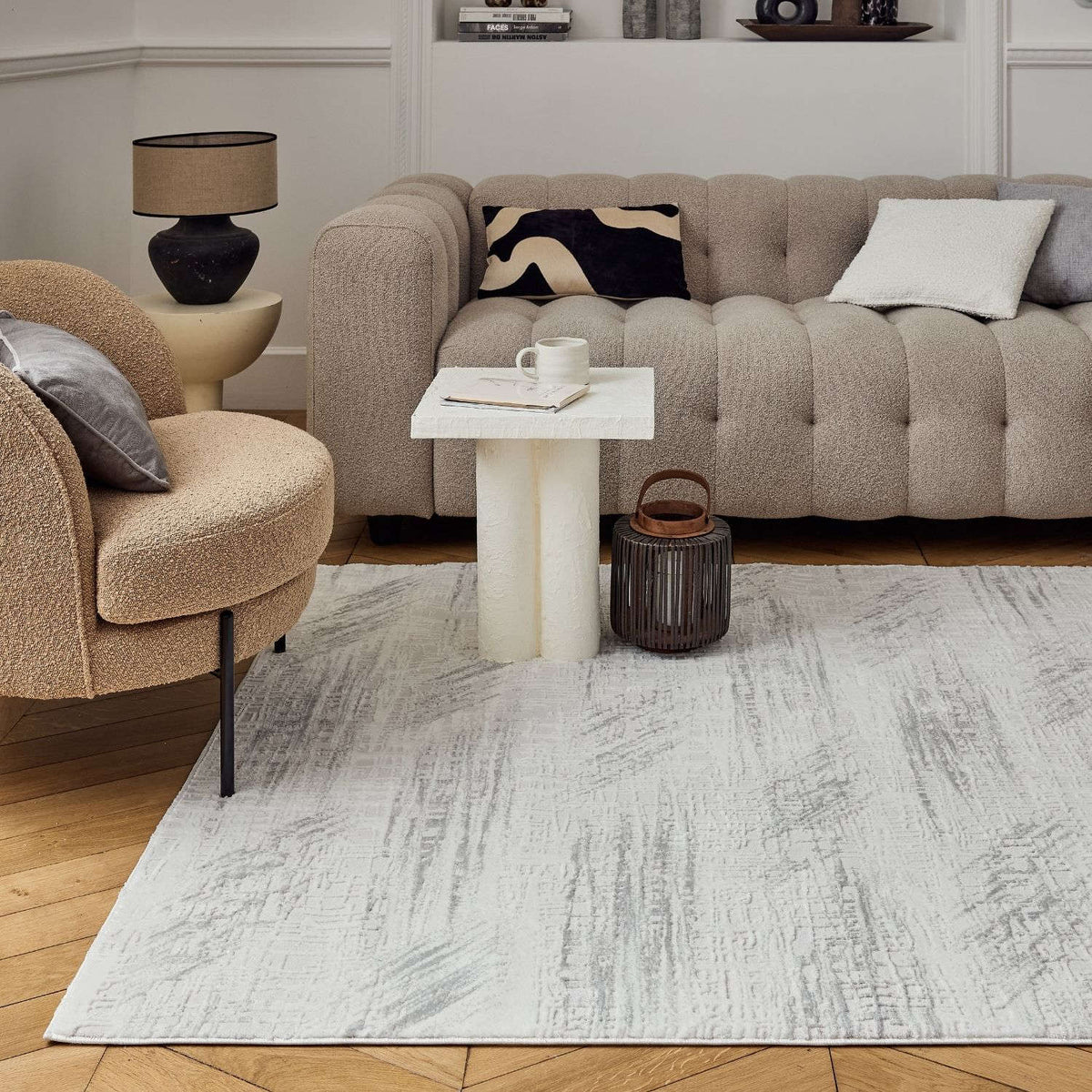 The Rugs Rugs Carmel Cream-Grey Abstract Rug | 6030 House of Isabella UK