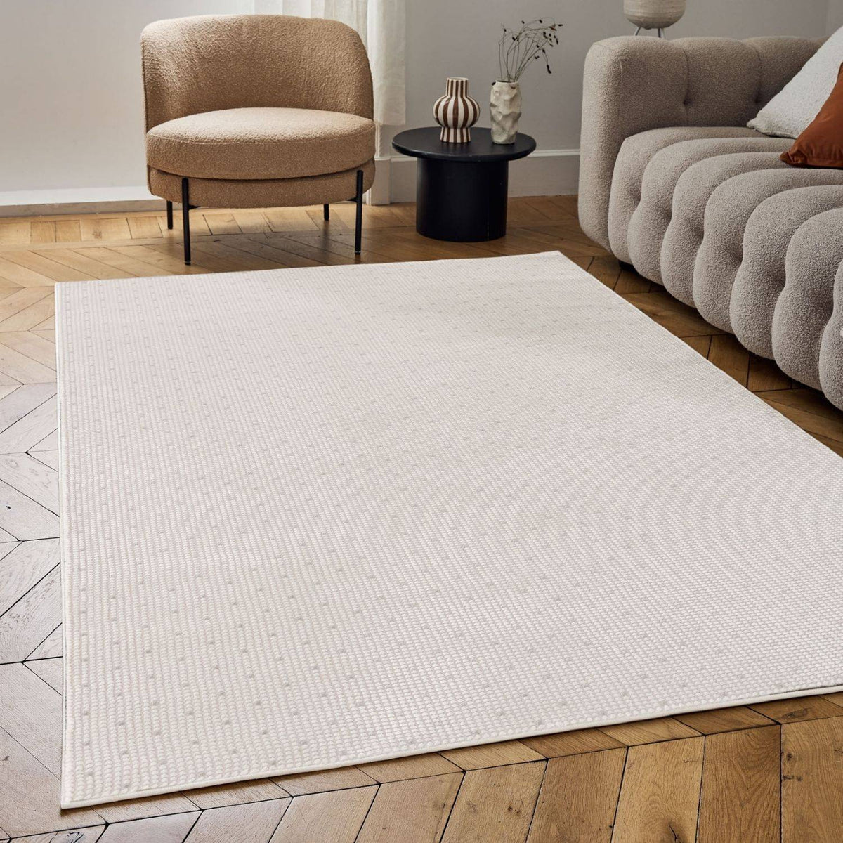The Rugs Rugs Carmel Cream-Grey Dots Rug | 6080 House of Isabella UK