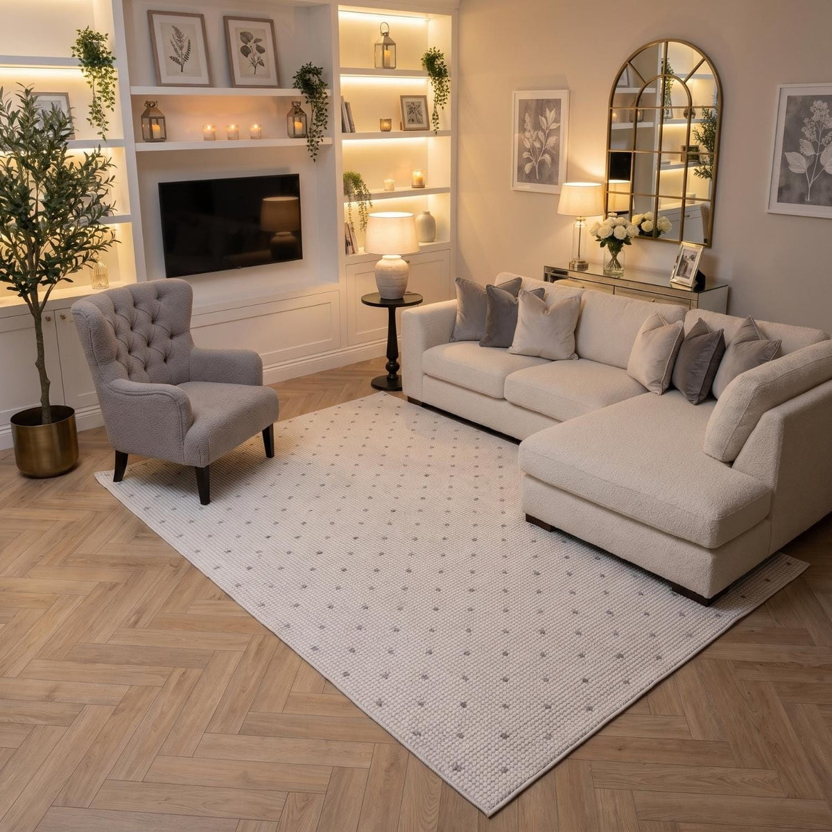 The Rugs Rugs Carmel Cream-Grey Dots Rug | 6080 House of Isabella UK