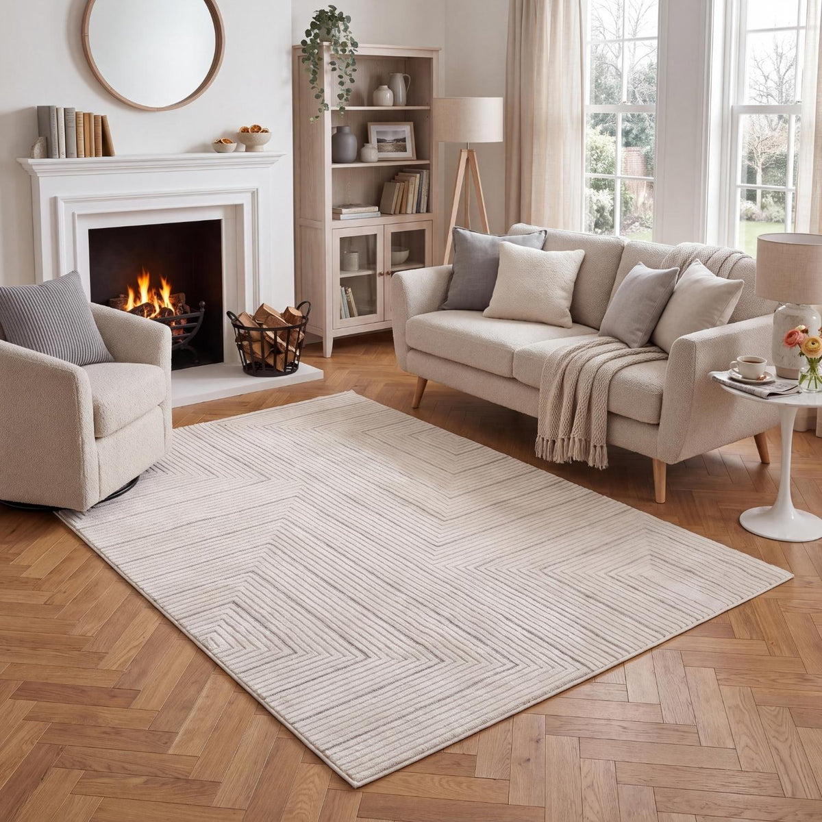 The Rugs Rugs Carmel Cream-Grey Geometric Rug | 6040 House of Isabella UK