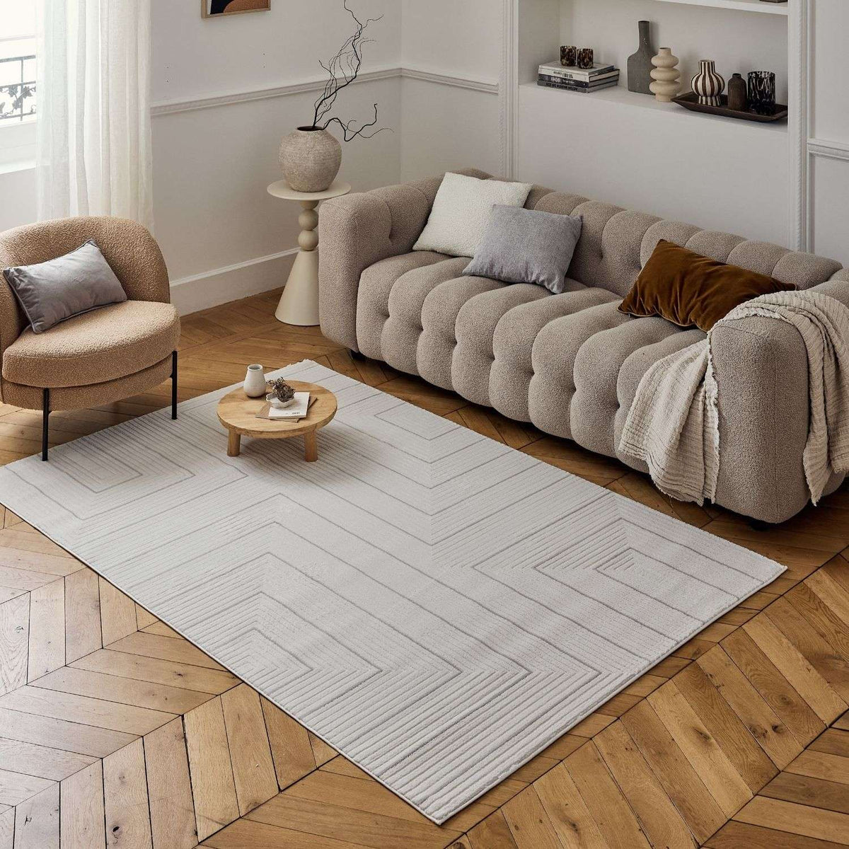 The Rugs Rugs Carmel Cream-Grey Geometric Rug | 6040 House of Isabella UK