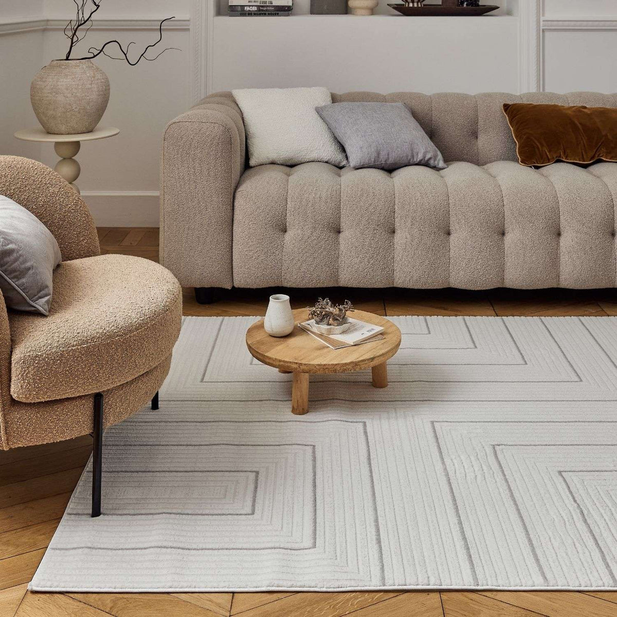 The Rugs Rugs Carmel Cream-Grey Geometric Rug | 6040 House of Isabella UK