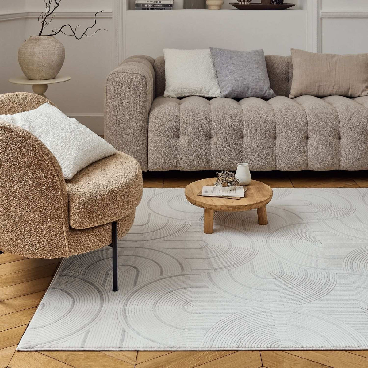 The Rugs Rugs Carmel Cream-Grey Geometric Rug | 6070 House of Isabella UK