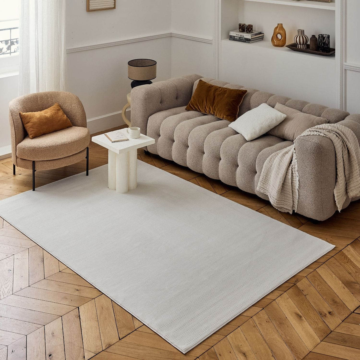 The Rugs Rugs Carmel Cream Striped Rug | 6010 House of Isabella UK