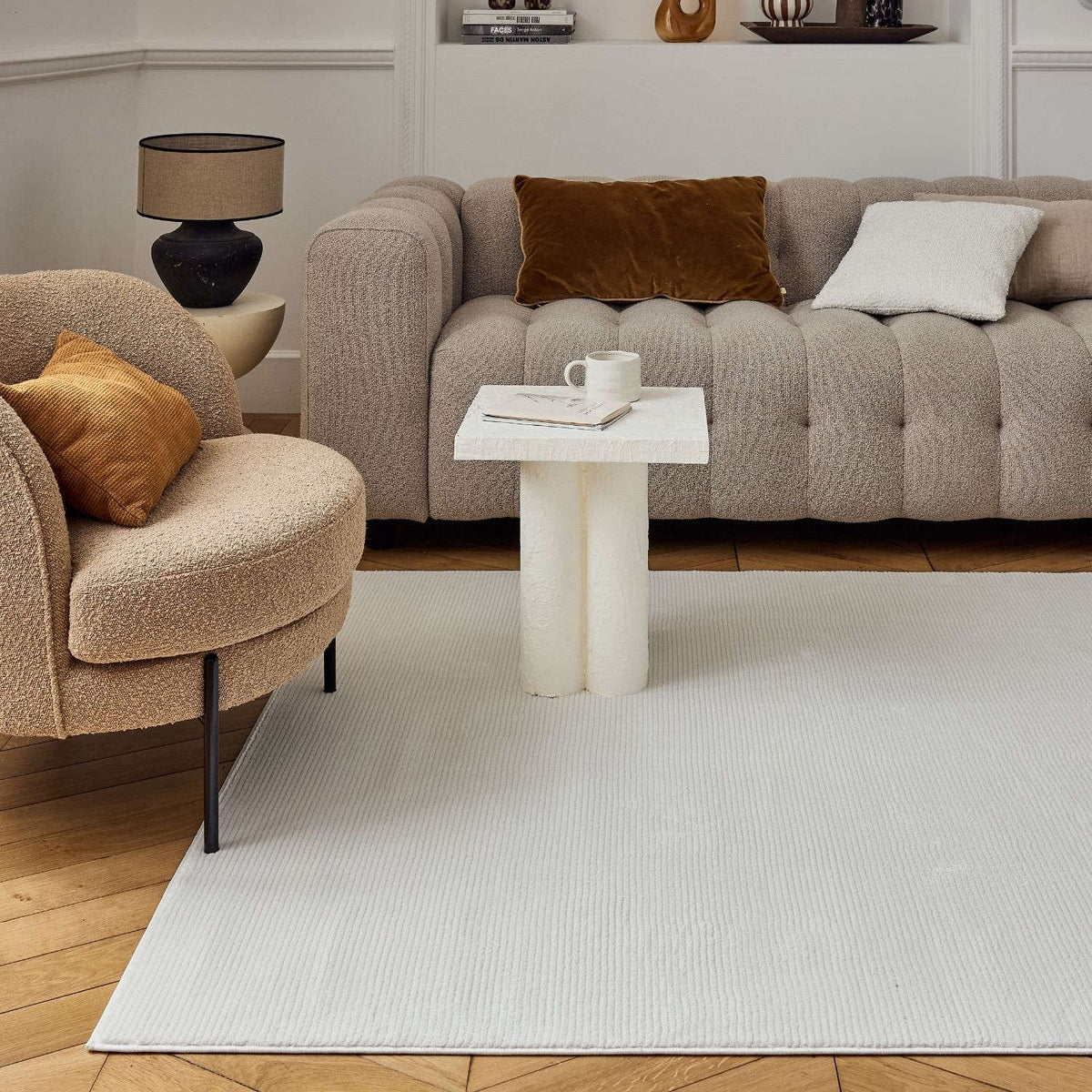 The Rugs Rugs Carmel Cream Striped Rug | 6010 House of Isabella UK