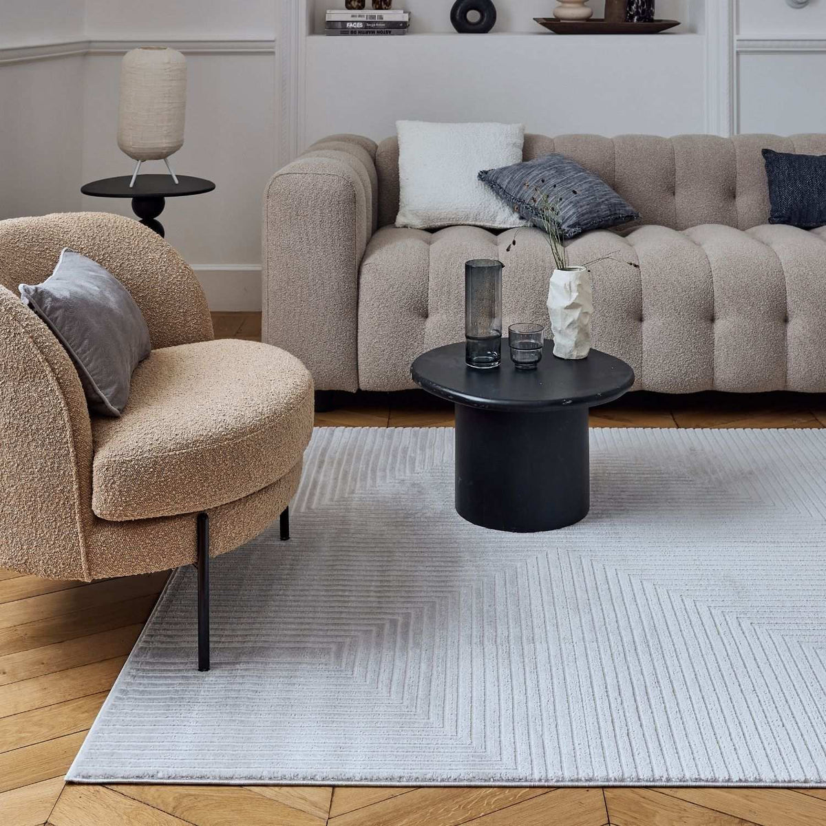 The Rugs Rugs Carmel Grey-Cream Geometric Rug | 6050 House of Isabella UK