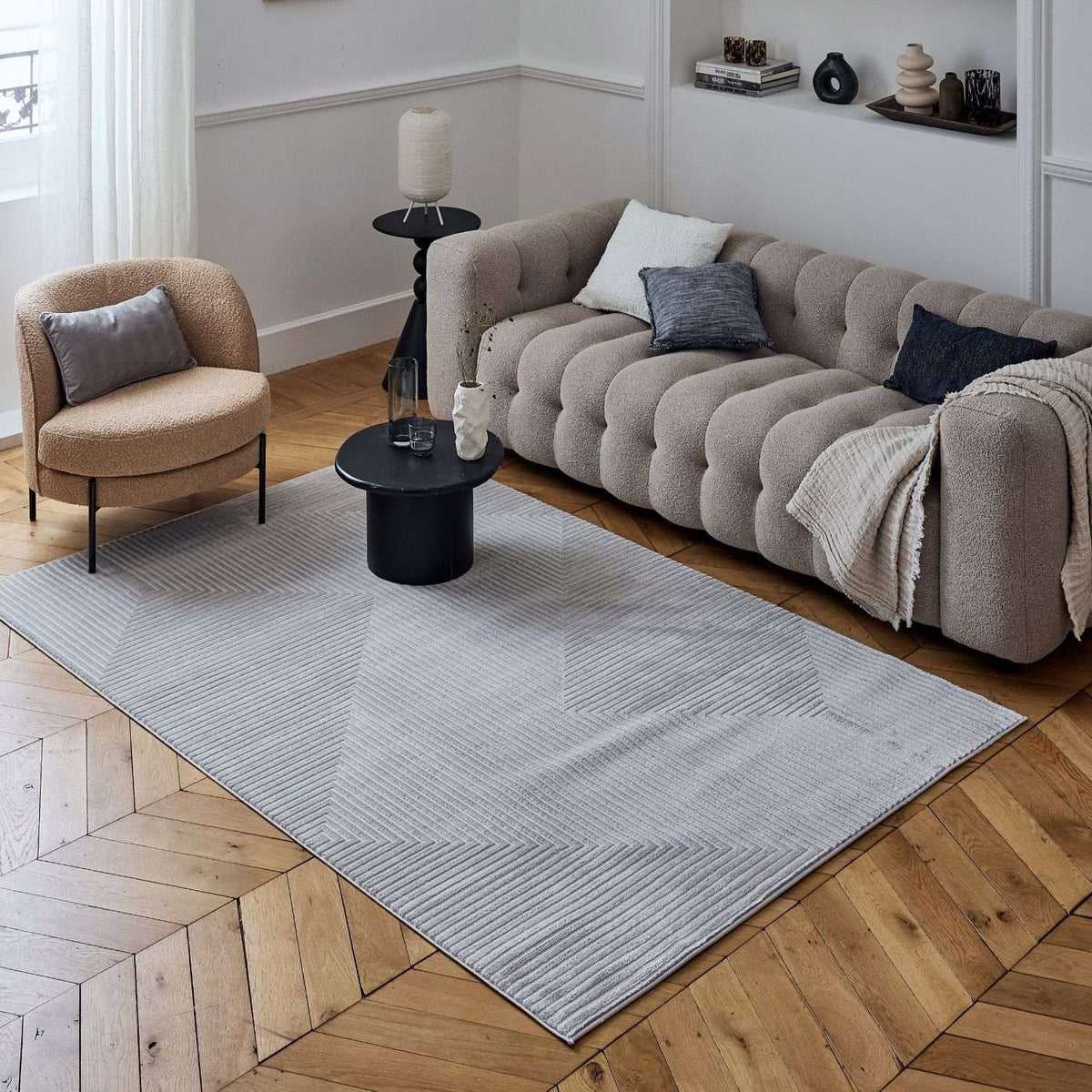 The Rugs Rugs Carmel Grey-Cream Geometric Rug | 6050 House of Isabella UK