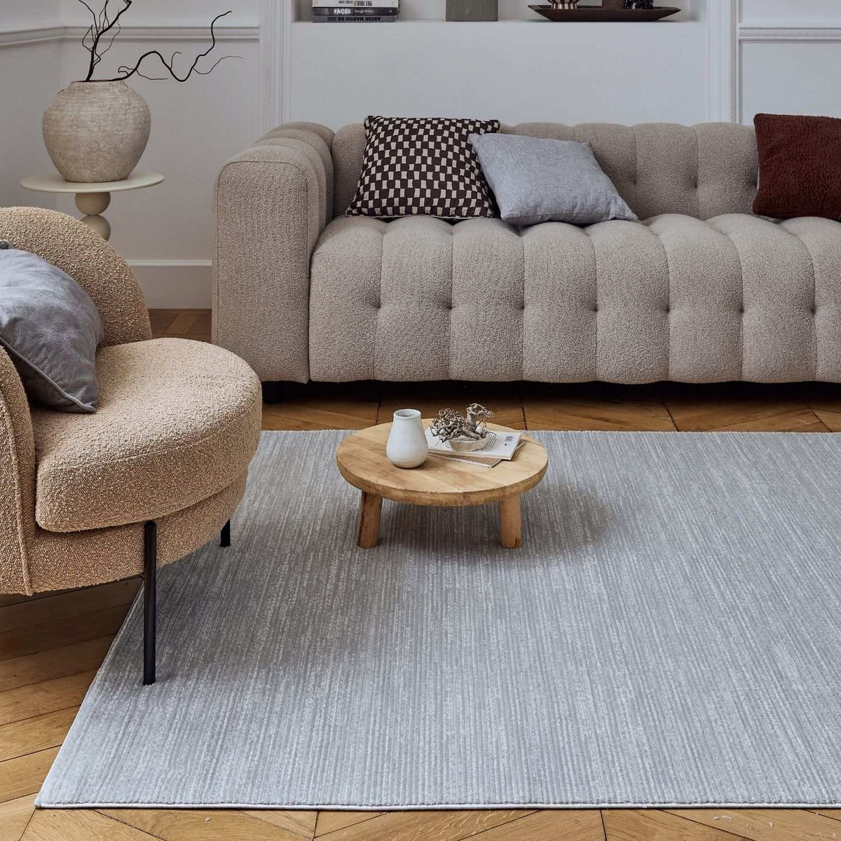 The Rugs Rugs Carmel Grey-Cream Striped Rug | 6020 House of Isabella UK