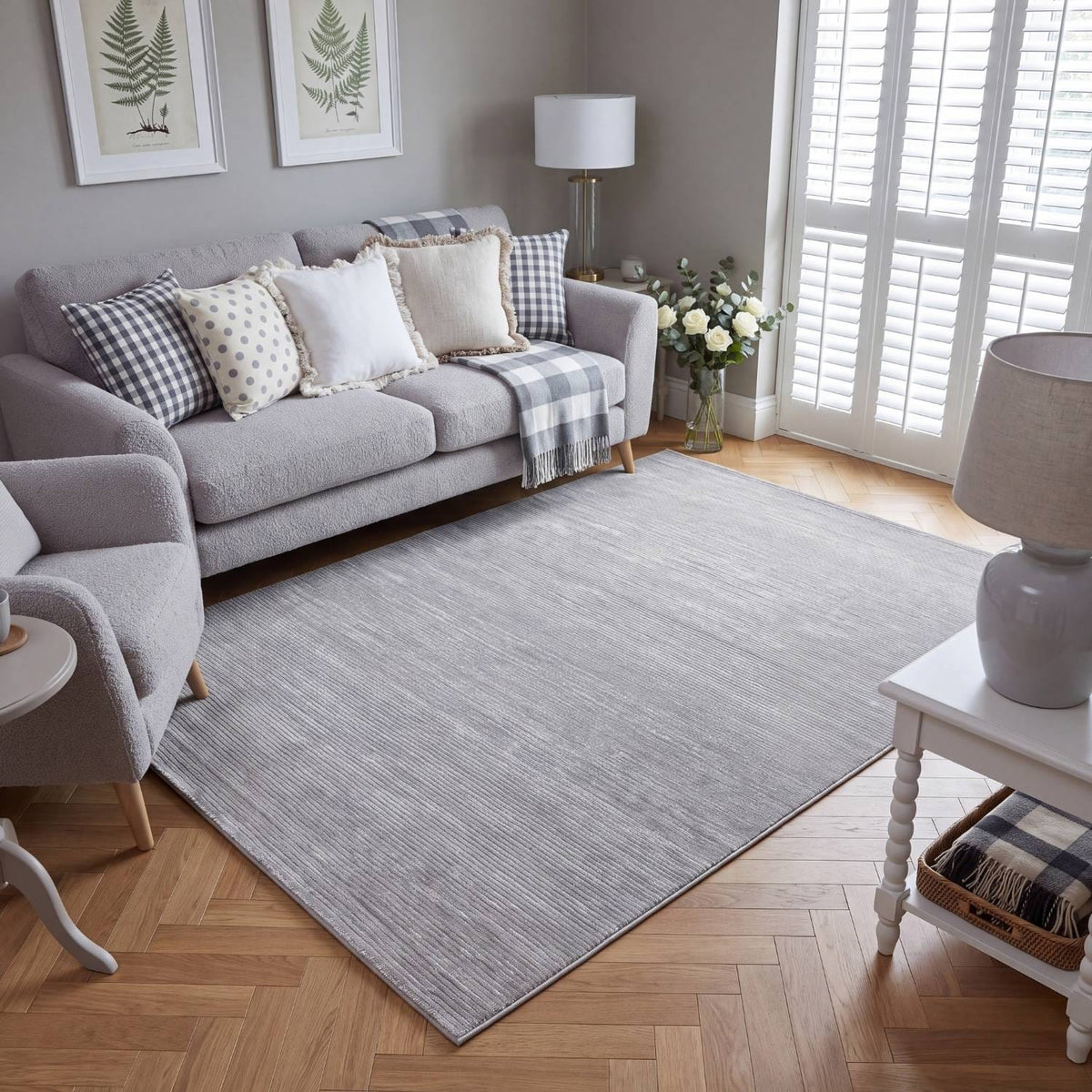 The Rugs Rugs Carmel Grey-Cream Striped Rug | 6020 House of Isabella UK