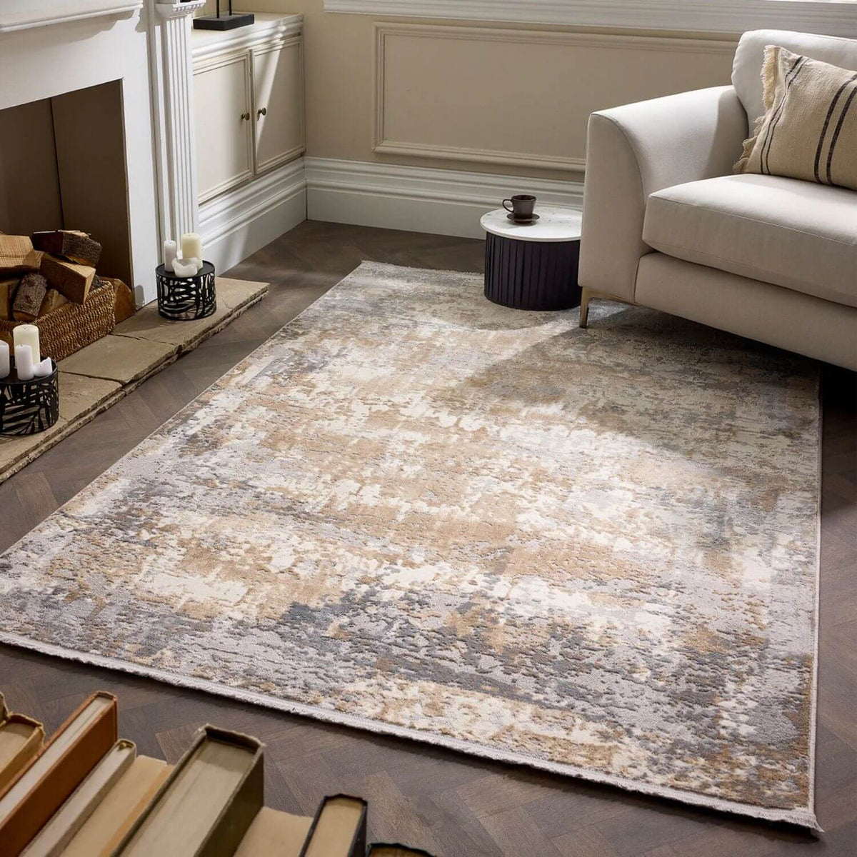 The Rugs Rugs Cosimo Beige/Grey Distressed Modern Rug House of Isabella UK