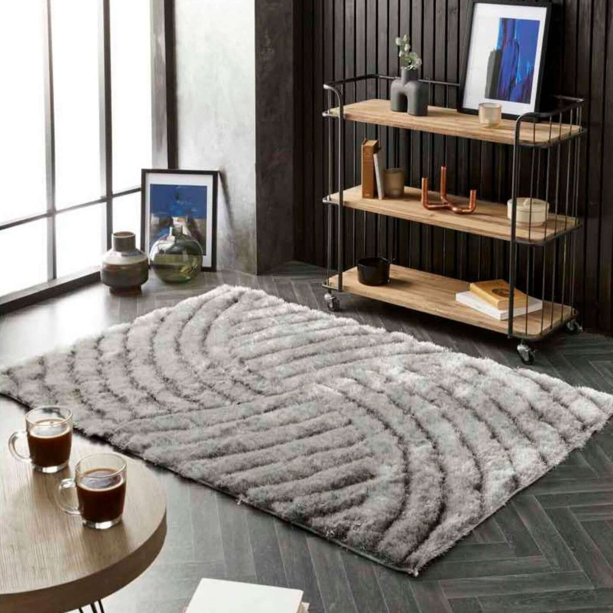 The Rugs Rugs Dallas Silver Grey Shaggy Rug House of Isabella UK