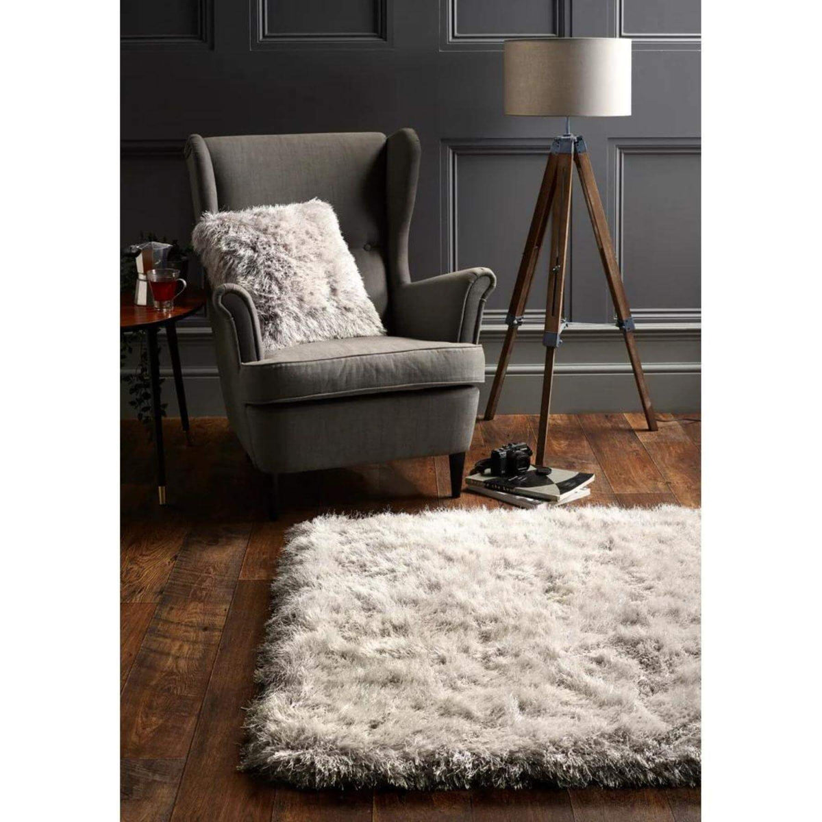 The Rugs Rugs Extravagance Silver Grey Shaggy Rug House of Isabella UK