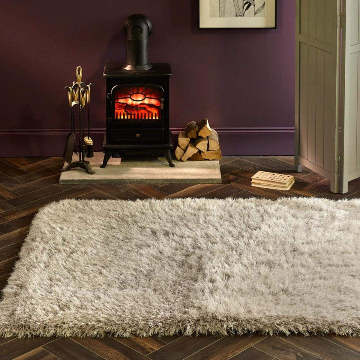 The Rugs Rugs Extravagance Silver Grey Shaggy Rug House of Isabella UK
