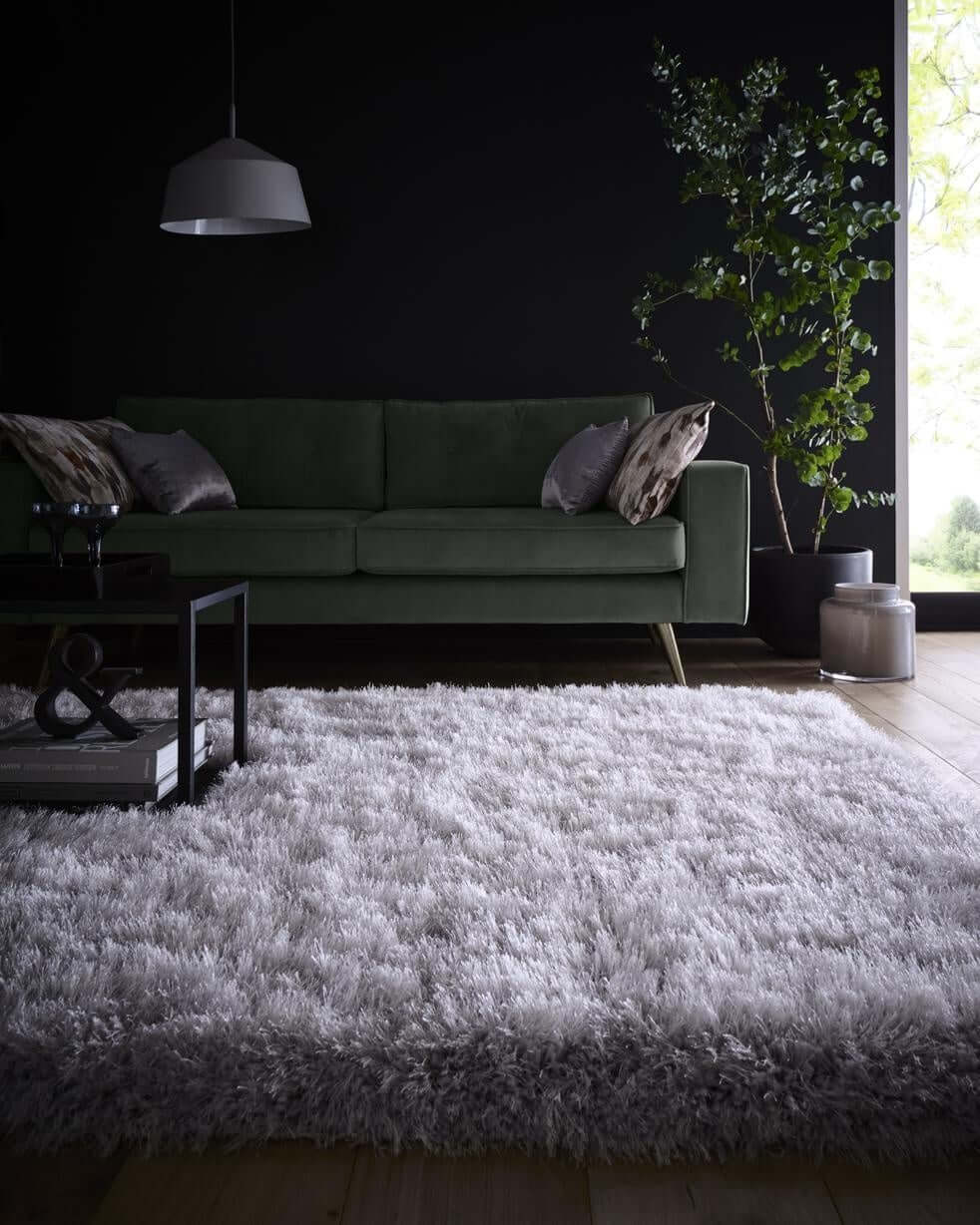 The Rugs Rugs Extravagance Silver Grey Shaggy Rug House of Isabella UK