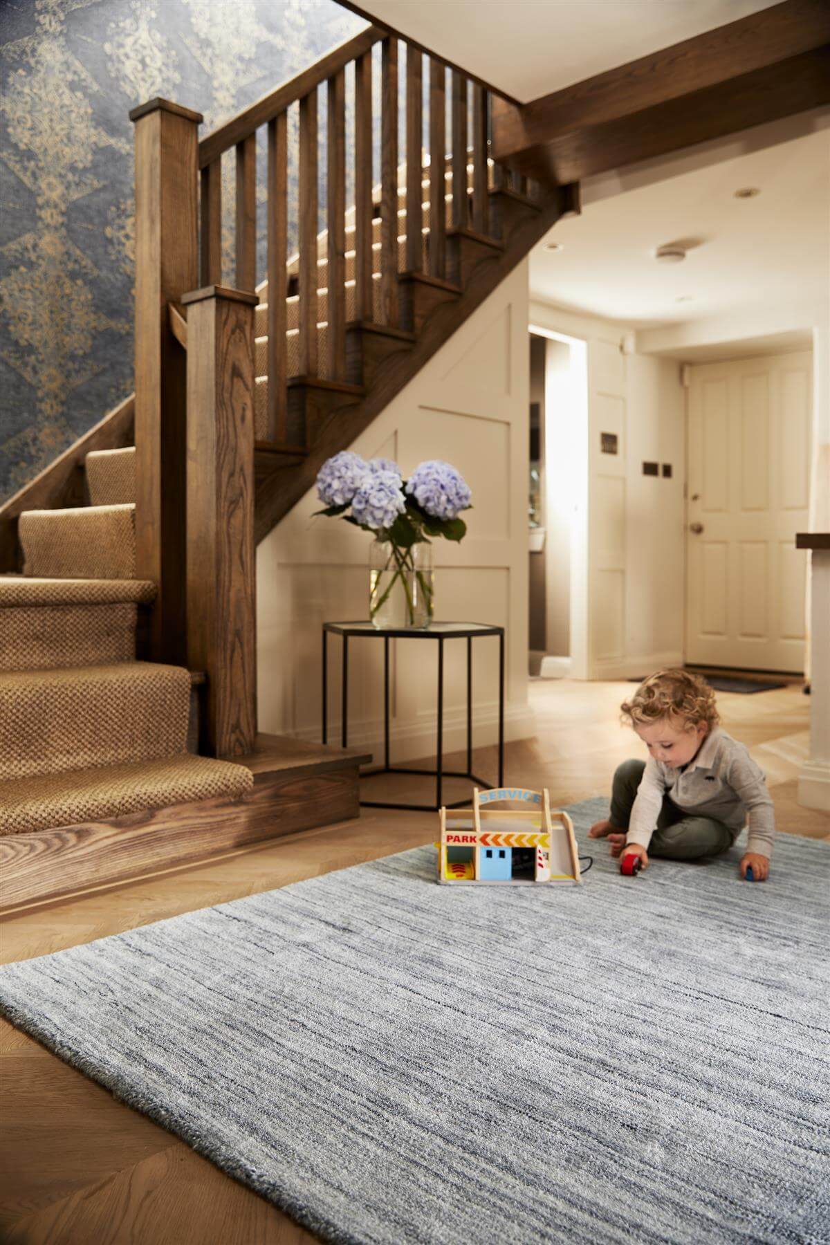 The Rugs Rugs Fine Stripes Silver Grey Wool Rug House of Isabella UK