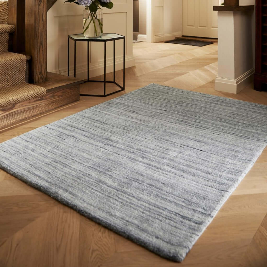 The Rugs Rugs Fine Stripes Silver Grey Wool Rug House of Isabella UK