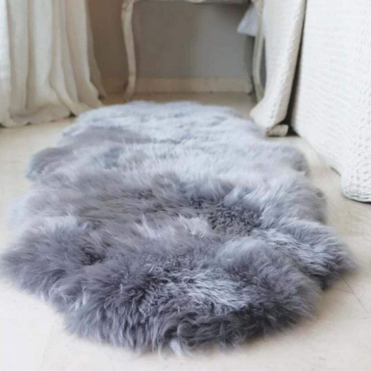The Rugs Rugs Genuine Grey Sheepskin Faux Fur Rug House of Isabella UK