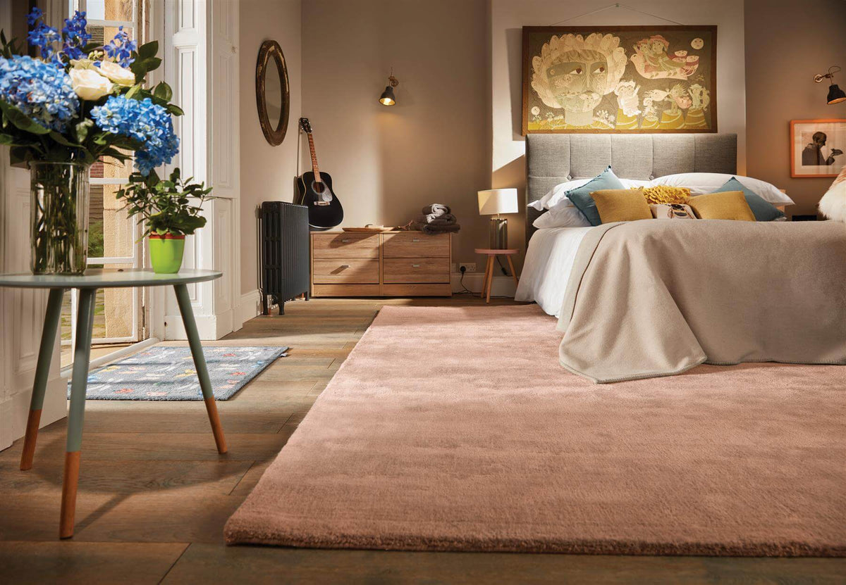 The Rugs Rugs Hush Solid Coral Pink Luxury Rug House of Isabella UK