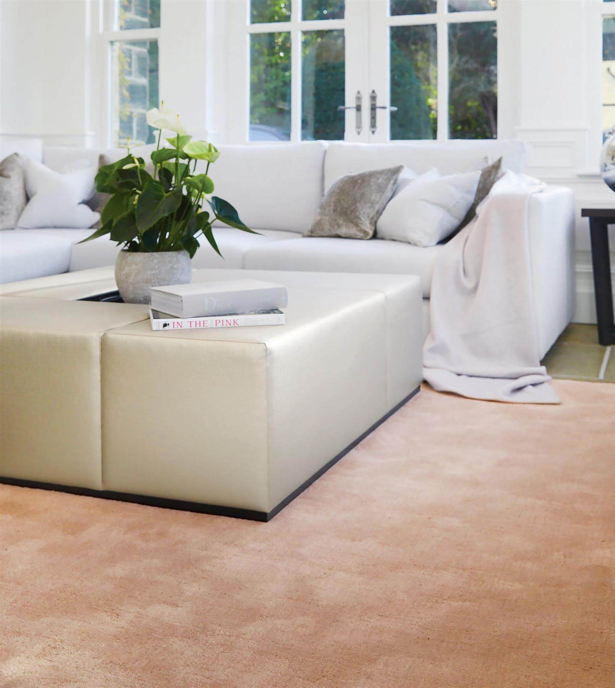 The Rugs Rugs Hush Solid Coral Pink Luxury Rug House of Isabella UK
