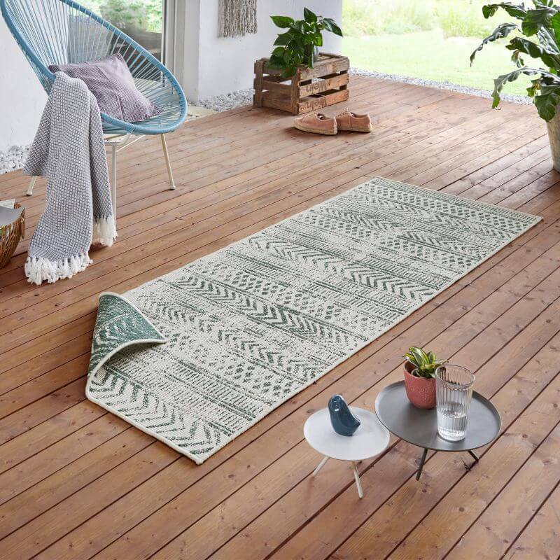 The Rugs Rugs Indoor-Outdoor Reversible Geometric Green Rug House of Isabella UK