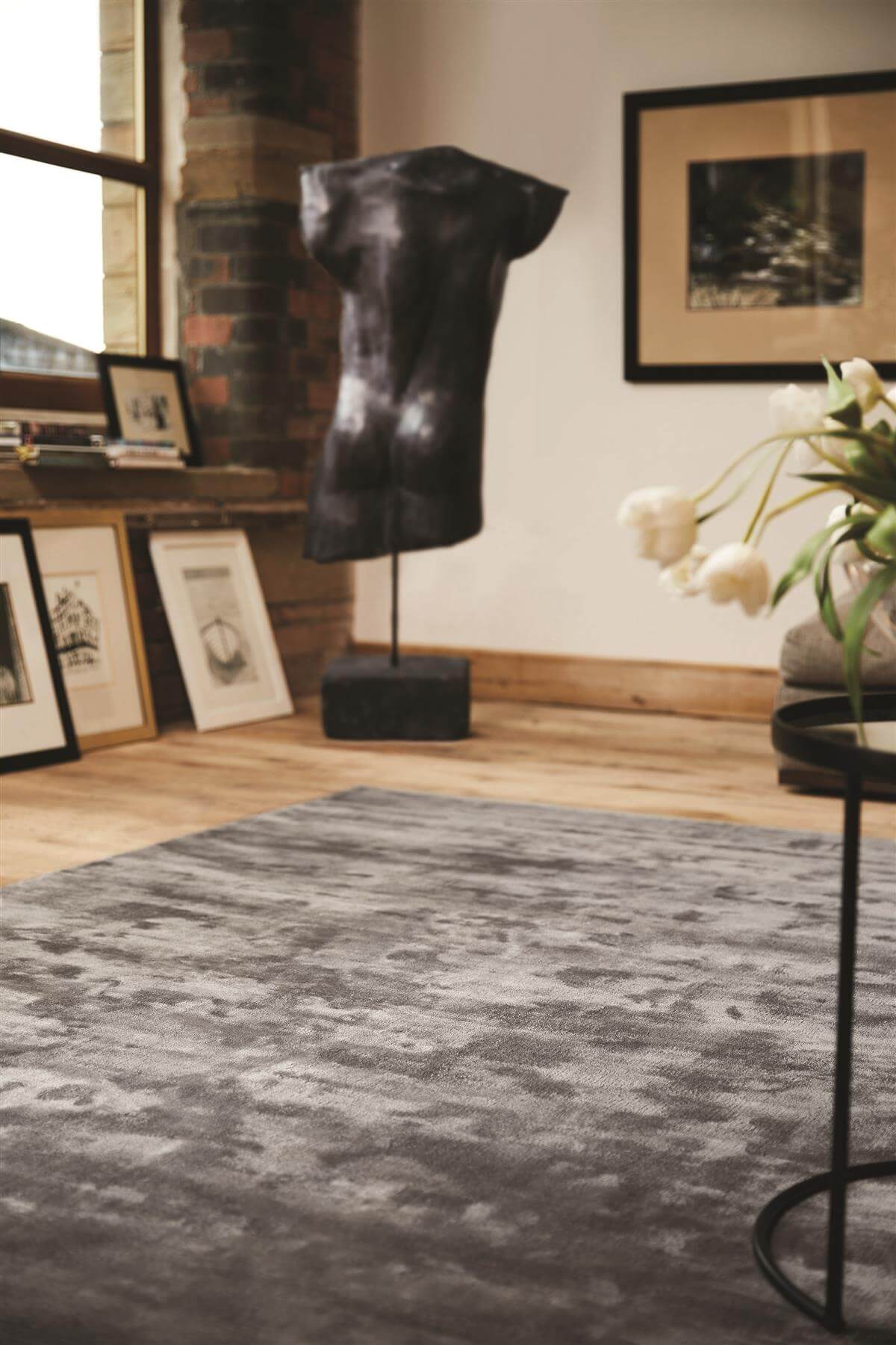 The Rugs Rugs Karma Brown Solid Luxury Viscose Rug House of Isabella UK