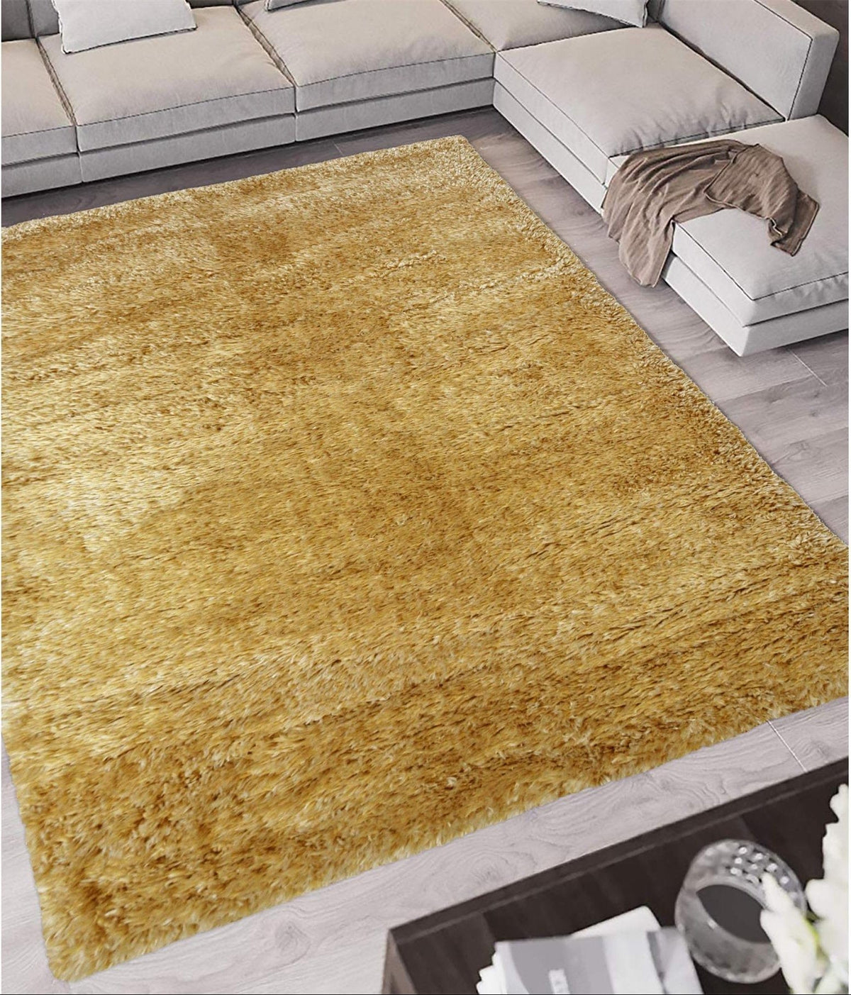 The Rugs Rugs Lagom Ochre Shaggy Rug House of Isabella UK